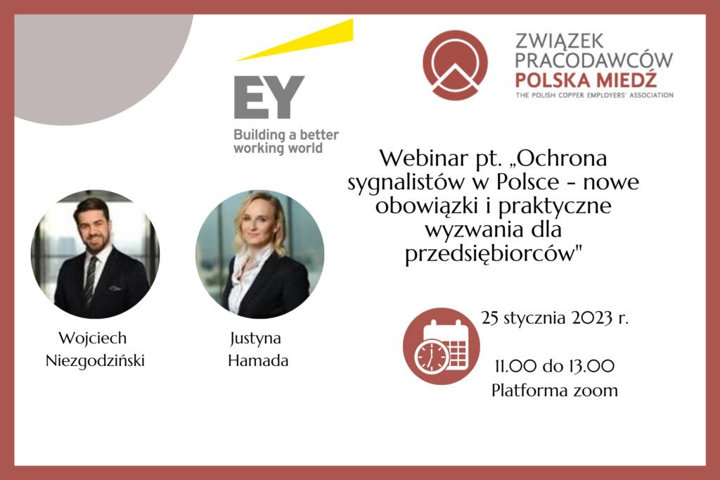 Webinar pt. „Ochrona sygnalistów w Polsce - nowe obowiązki i praktyczne wyzwania dla przedsiębiorców